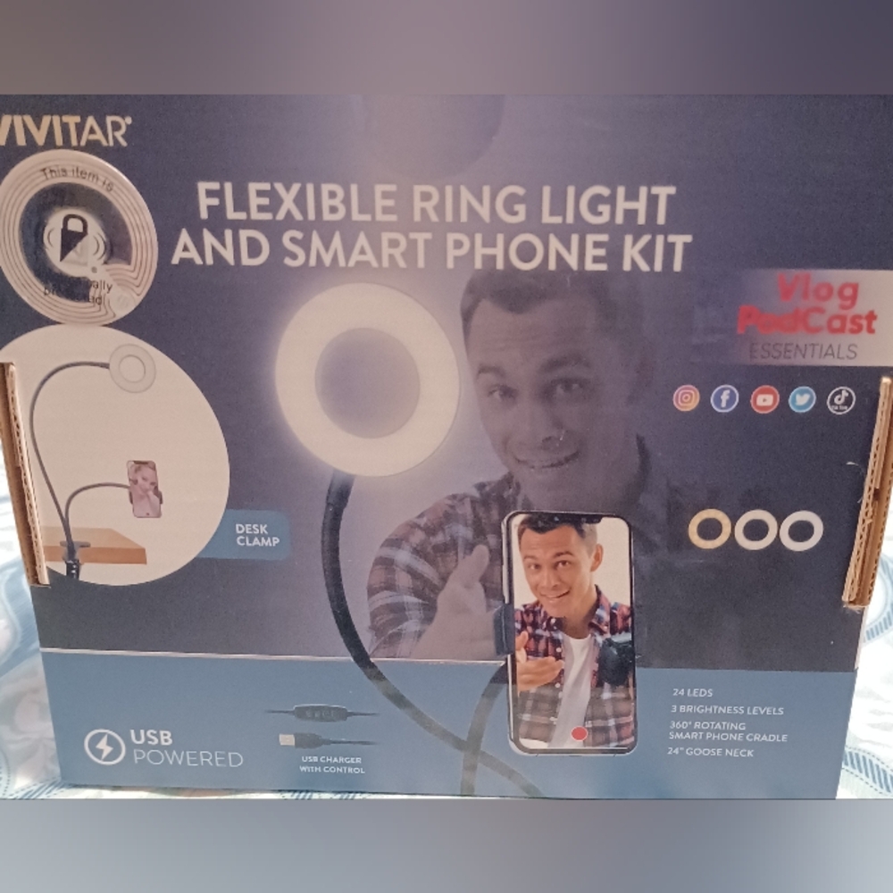 Vivitar Flexible ring light and smart phone kit NIB - Picture 3 of 4